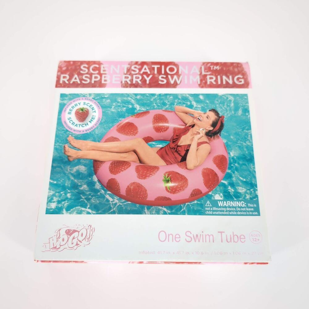 H2O Go Scentsational Raspberry Scented Inflatable Swimming Pool Ring Float - New - Picture 9 of 10